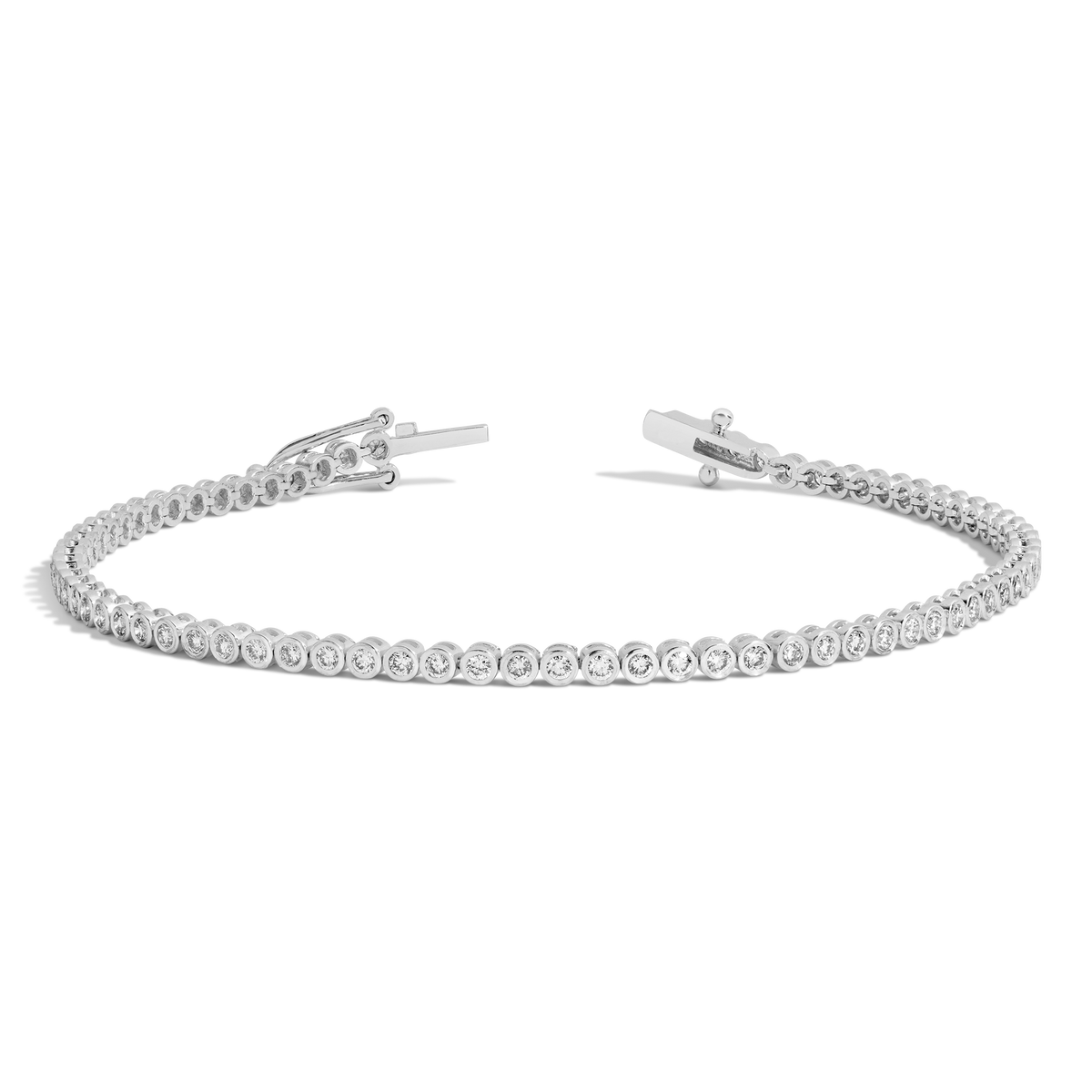 2.5ct Lab Grown Diamond Bezel Tennis Bracelet 14k White Gold 7in First