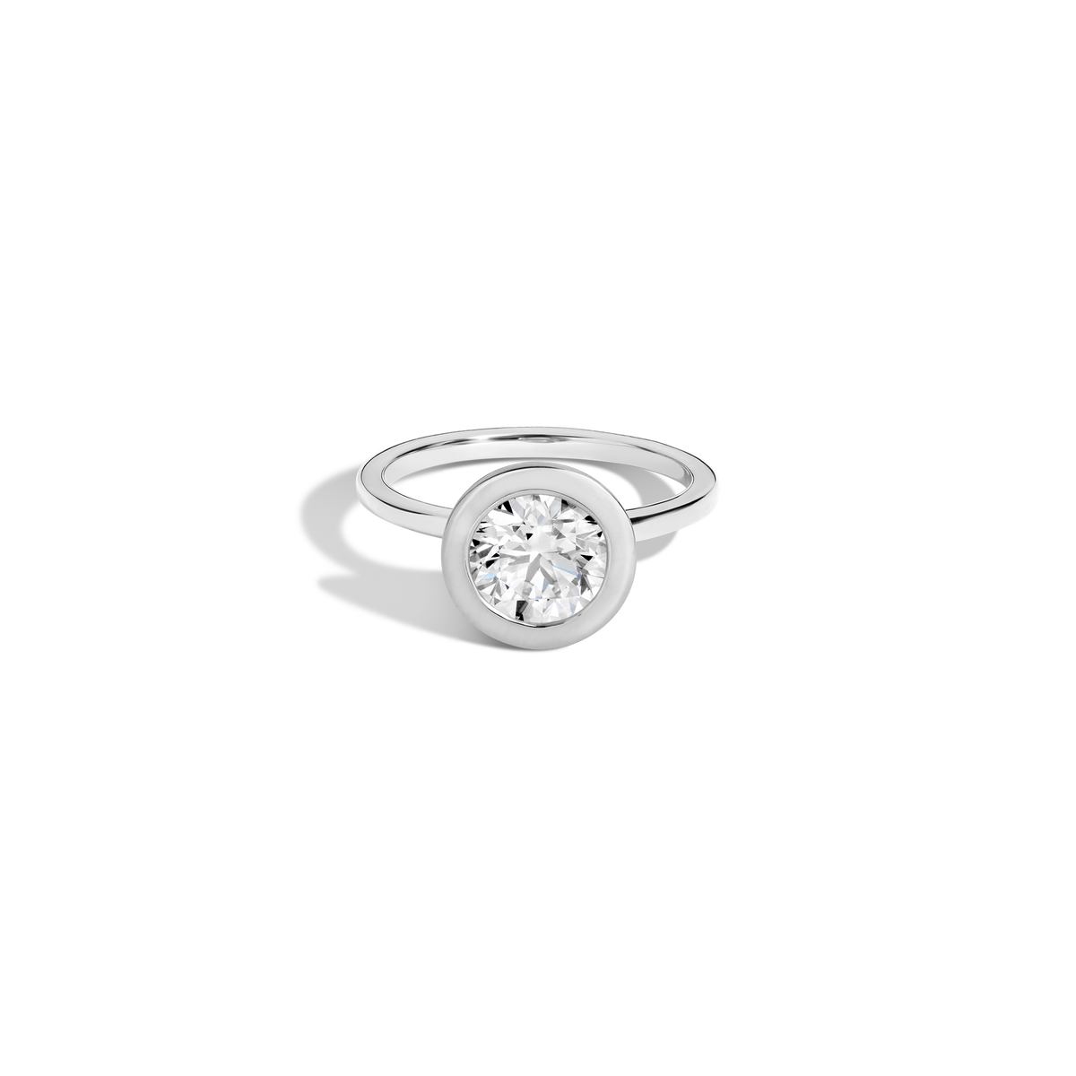2ct Round Lab Grown Diamond Bezel Ring 14k 18k Platinum White Gold First