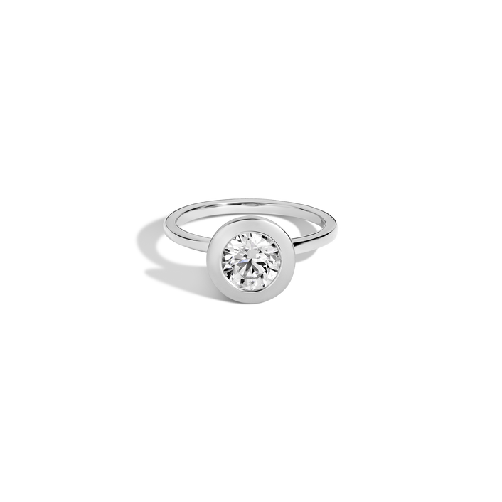 1ct Round Lab Grown Diamond Bezel Ring 14k 18k Platinum White Gold First