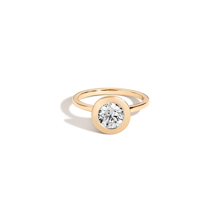 1ct Round Lab Grown Diamond Bezel Ring 14k 18k Yellow Gold First