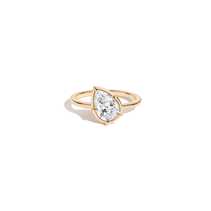 1ct Pear Lab Grown Diamond Georgian Ring 14k 18k Yellow Gold First