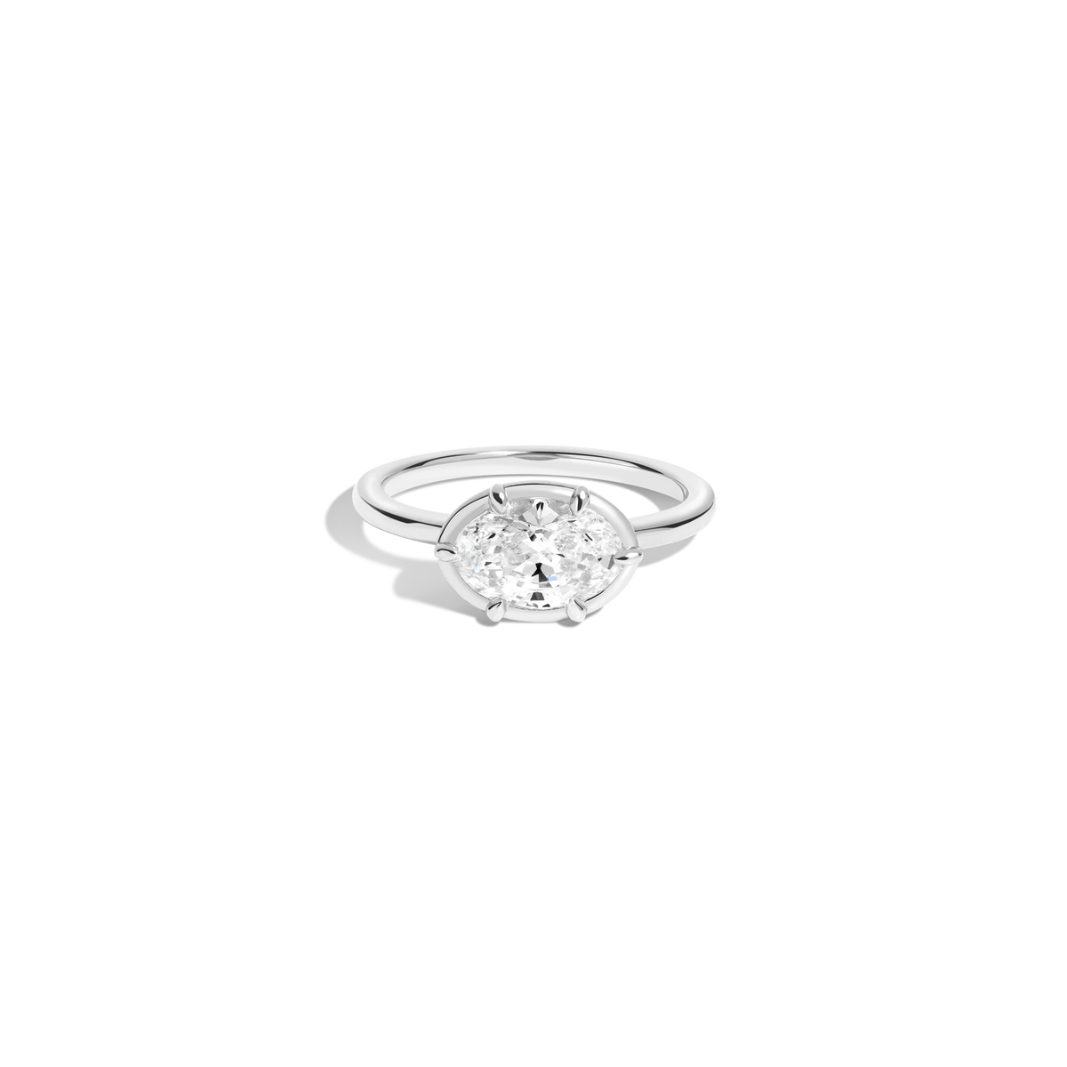 1ct Oval Lab Grown Diamond Georgian Ring 14k 18k White Gold First