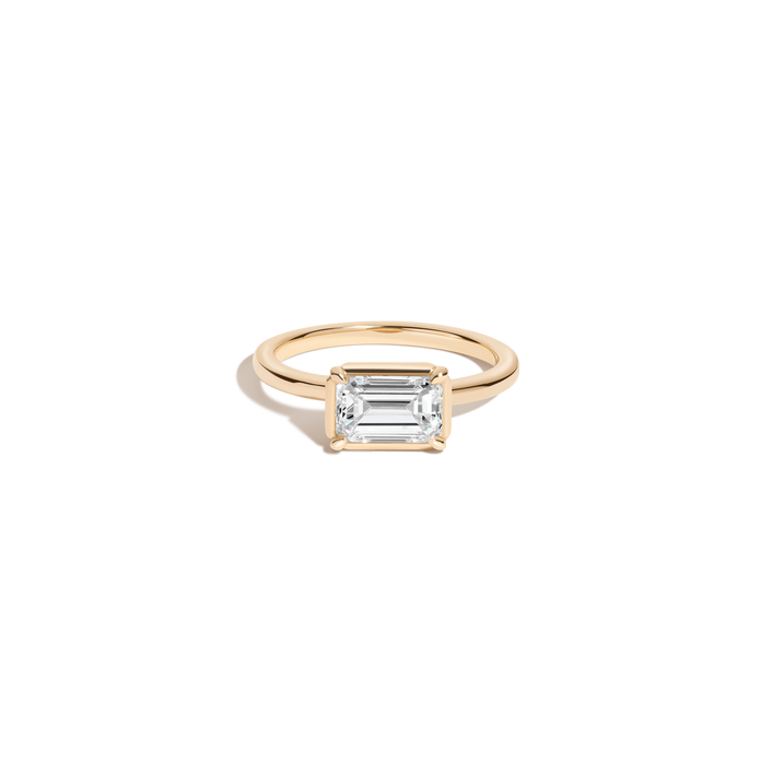 1ct Emerald Lab Grown Diamond Georgian Ring 14k 18k Yellow Gold First