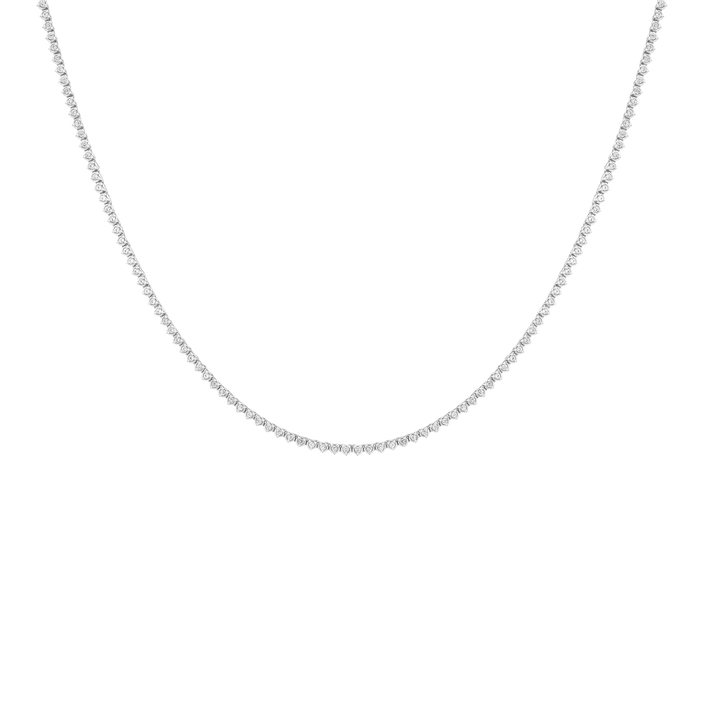 Lab Grown White Sapphire Barely There Tennis Necklace White Gold Vermeil 16in First