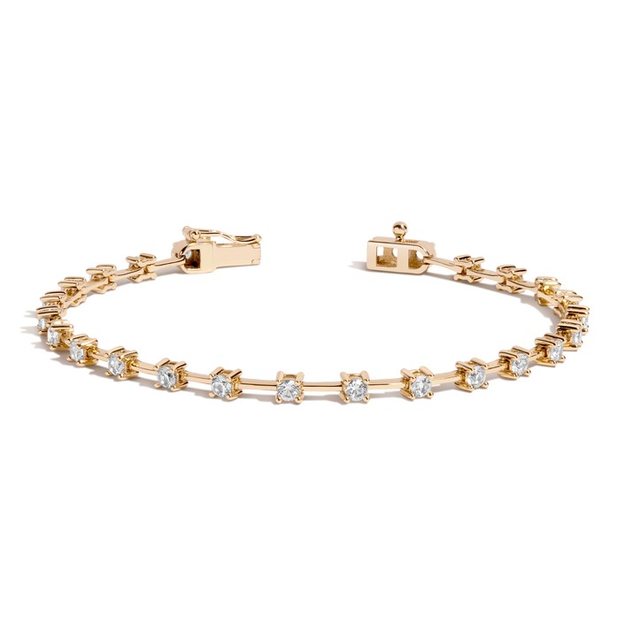 Lab Grown White Sapphire Bar Tennis Bracelet Yellow Gold Vermeil 6in 6.5in 7in 7.5in First