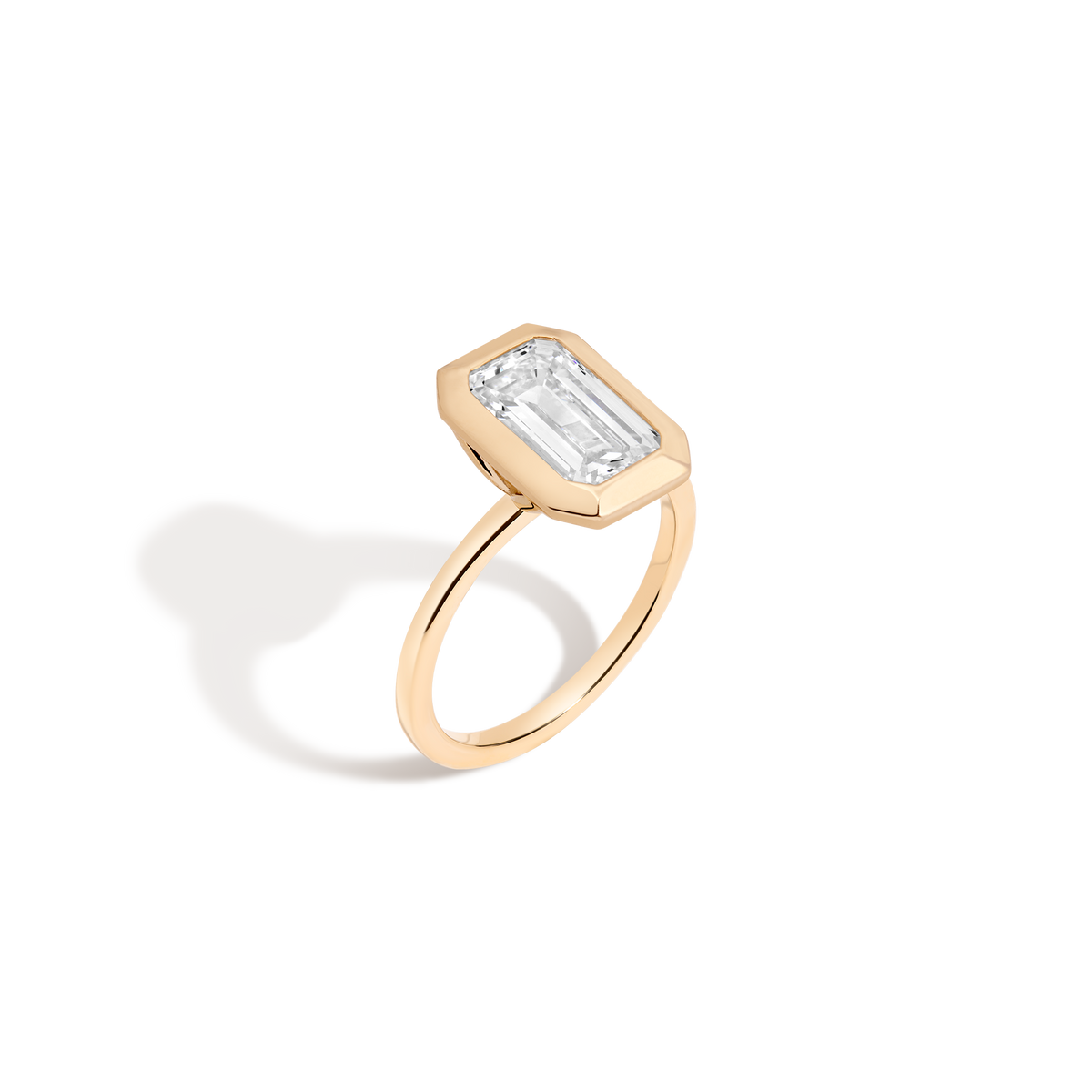 3ct Emerald Lab Grown Diamond Bezel Ring 14k 18k Yellow Gold