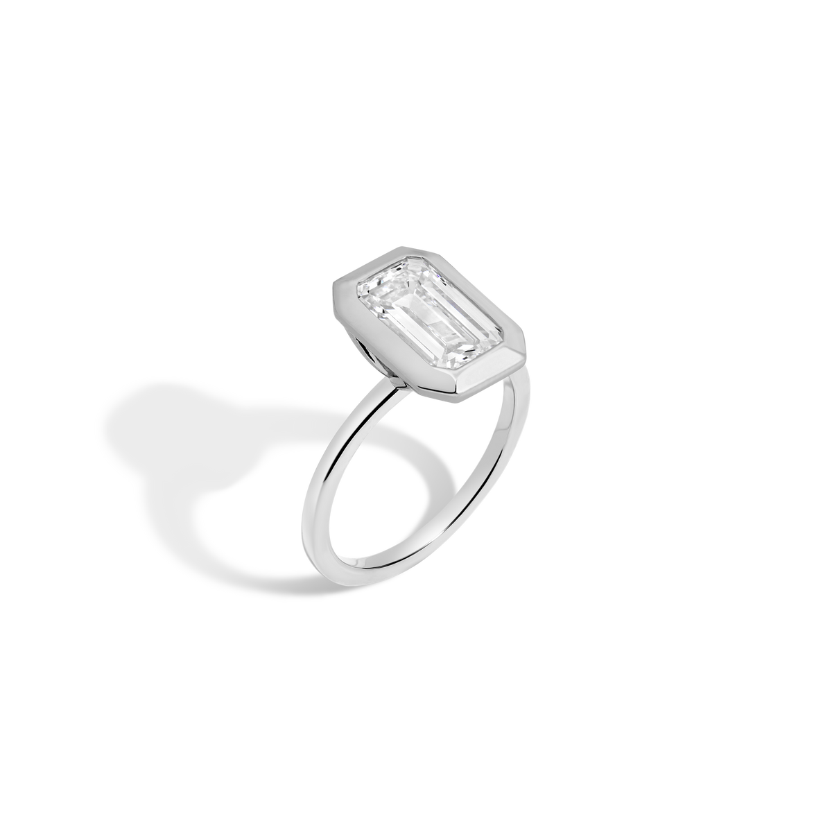 3ct Emerald Lab Grown Diamond Bezel Ring 14k 18k Platinum White Gold 