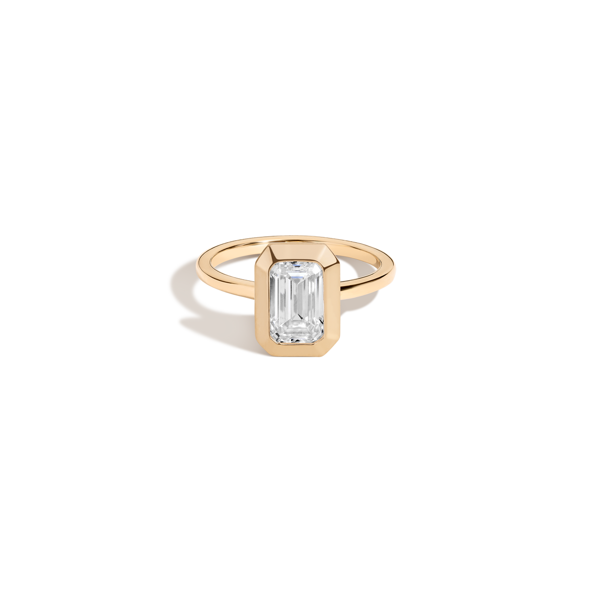 2ct Emerald Lab Grown Diamond Bezel Ring 14k 18k Yellow Gold First