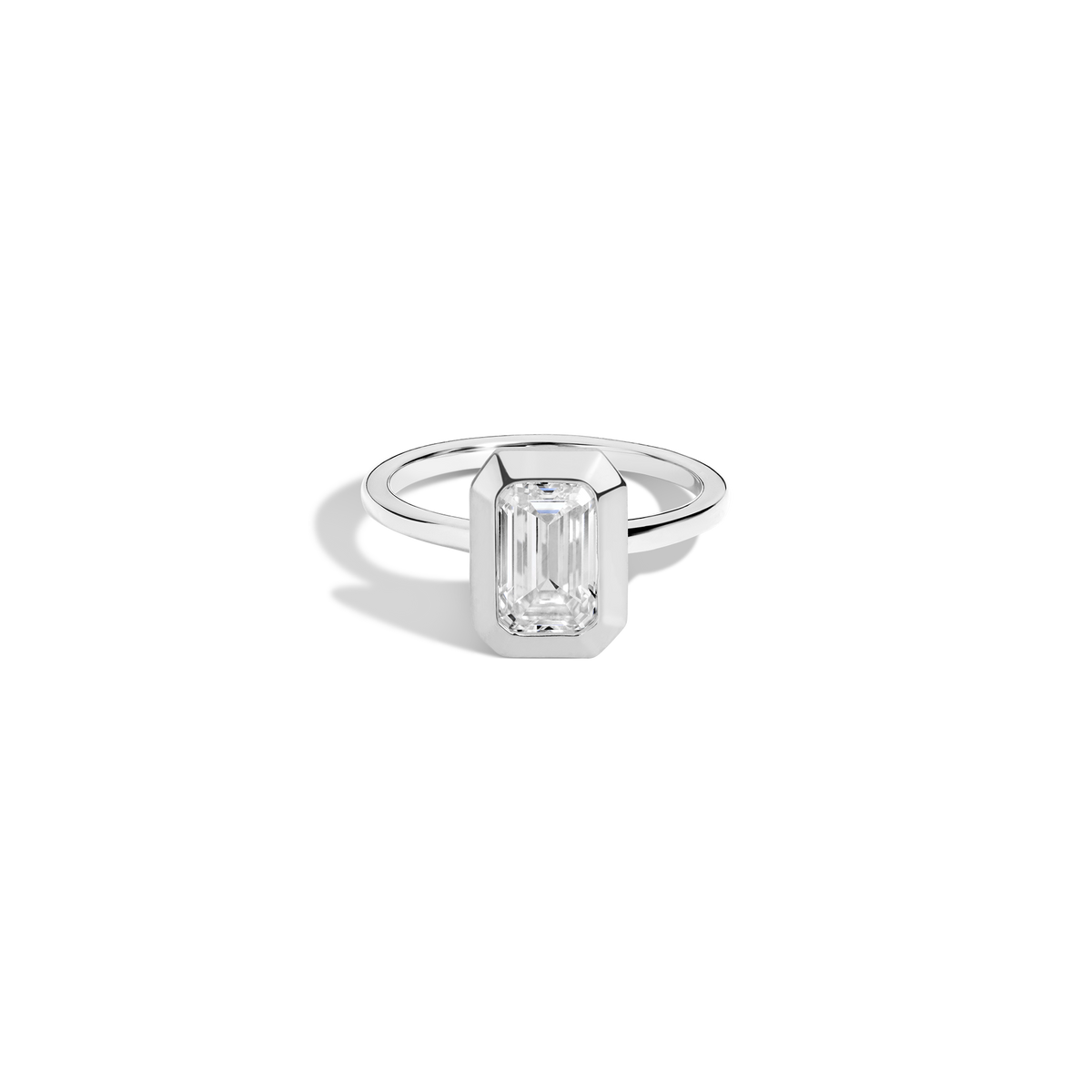 2ct Emerald Lab Grown Diamond Bezel Ring 14k 18k Platinum White Gold First