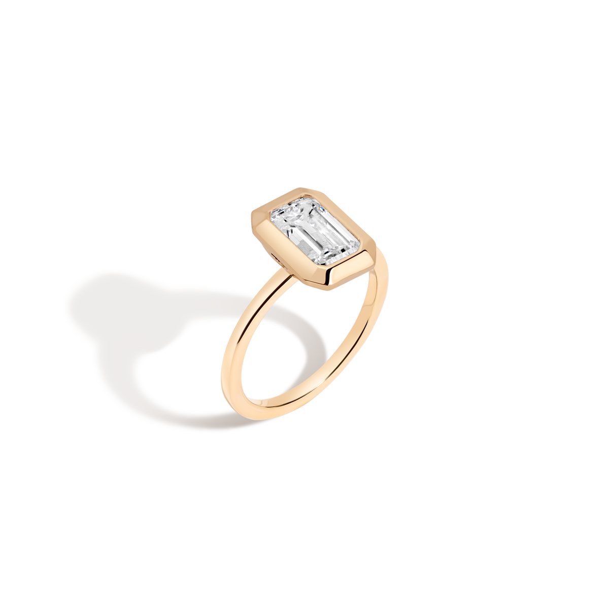 1ct Emerald Lab Grown Diamond Bezel Ring 14k 8k Yellow Gold 
