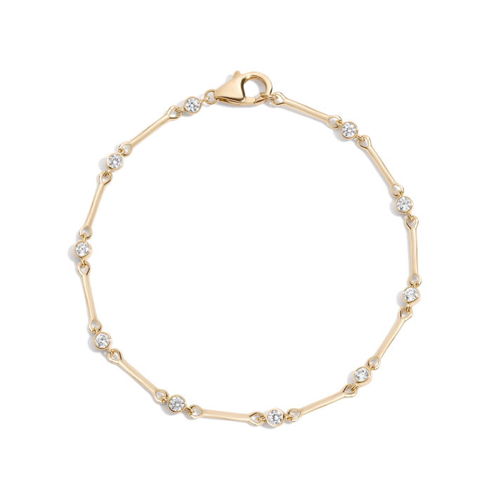 0.5ct Lab Grown Diamond Bezel Bar Chain Bracelet 14k Yellow Gold 6.5in 7in 7.5 First