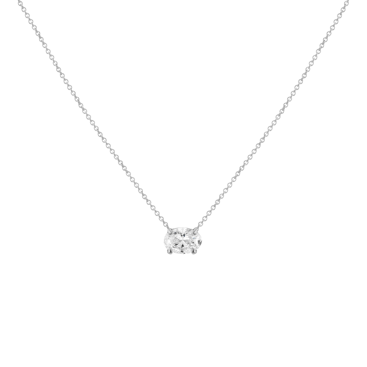 0.75ct Oval Lab Grown Diamond Necklace 14k White Gold First