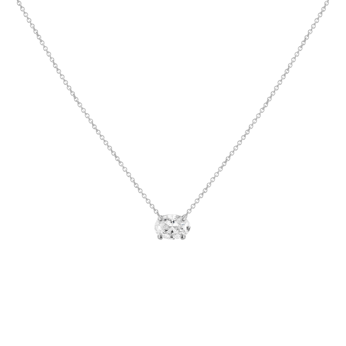 0.75ct Oval Lab Grown Diamond Necklace 14k White Gold First
