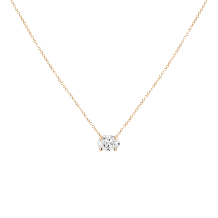 0.75ct Oval Lab Grown Diamond Necklace 14k Yellow Gold First