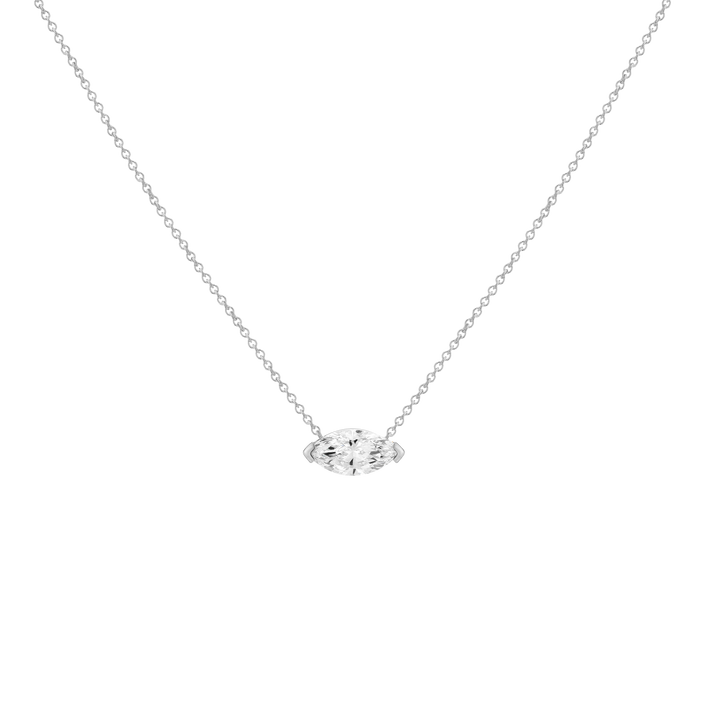0.75ct Marquise Lab Grown Diamond Necklace 14k White Gold First