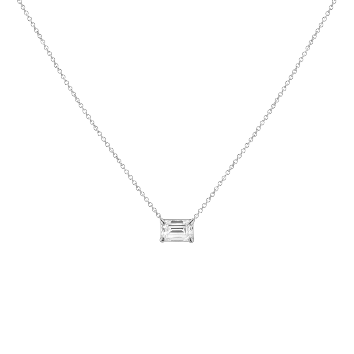 0.75ct Emerald Lab Grown Diamond Necklace 14k White Gold First