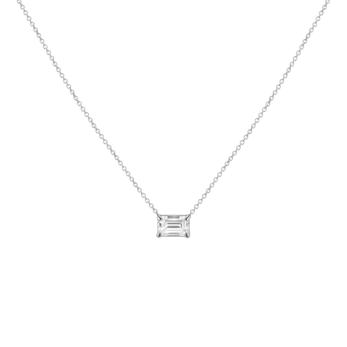 0.75ct Emerald Lab Grown Diamond Necklace 14k White Gold First