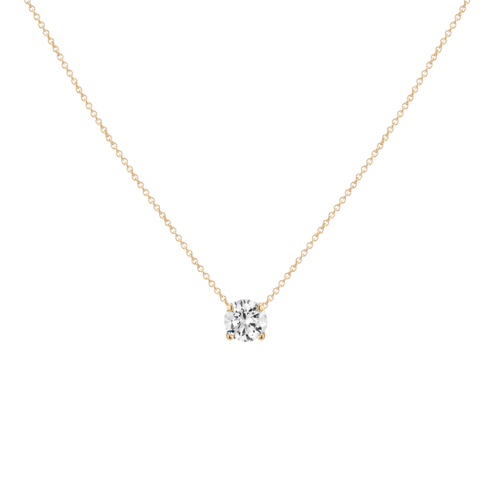 0.75ct Round Lab Grown Diamond Necklace 14k Yellow Gold First