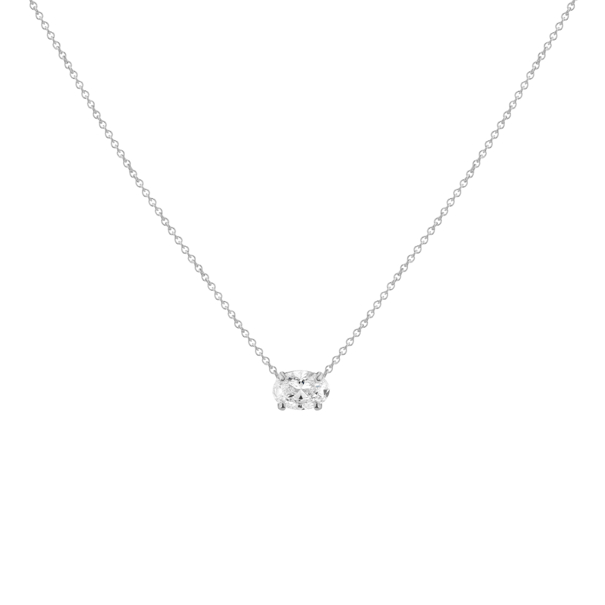 0.5ct Lab Grown Diamond Oval Necklace 14k White Gold First