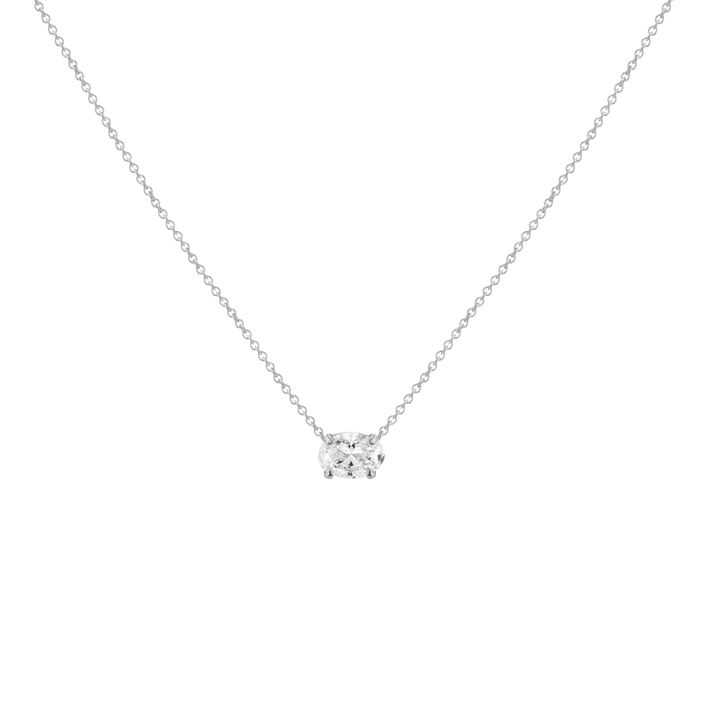 0.5ct Lab Grown Diamond Oval Necklace 14k White Gold First