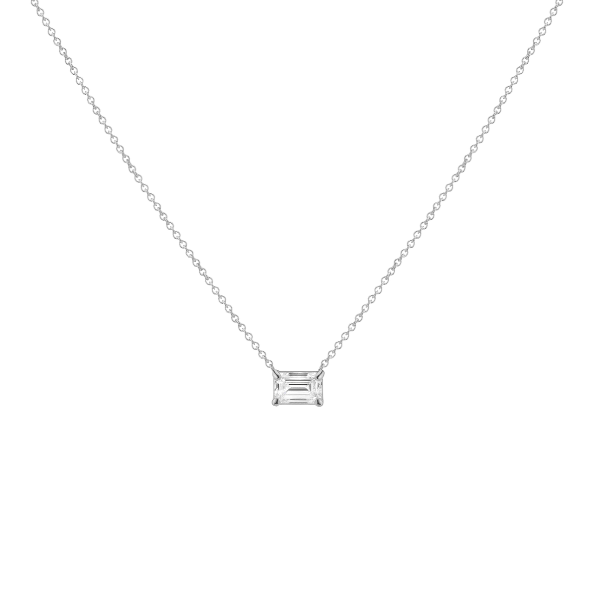 0.5ct Lab Grown Diamond Emerald Necklace 14k White Gold First