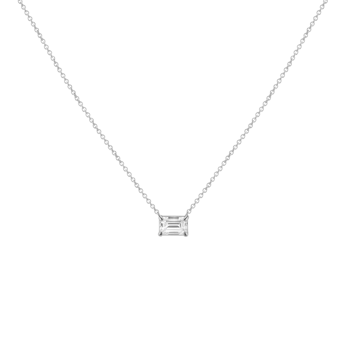 0.5ct Lab Grown Diamond Emerald Necklace 14k White Gold First