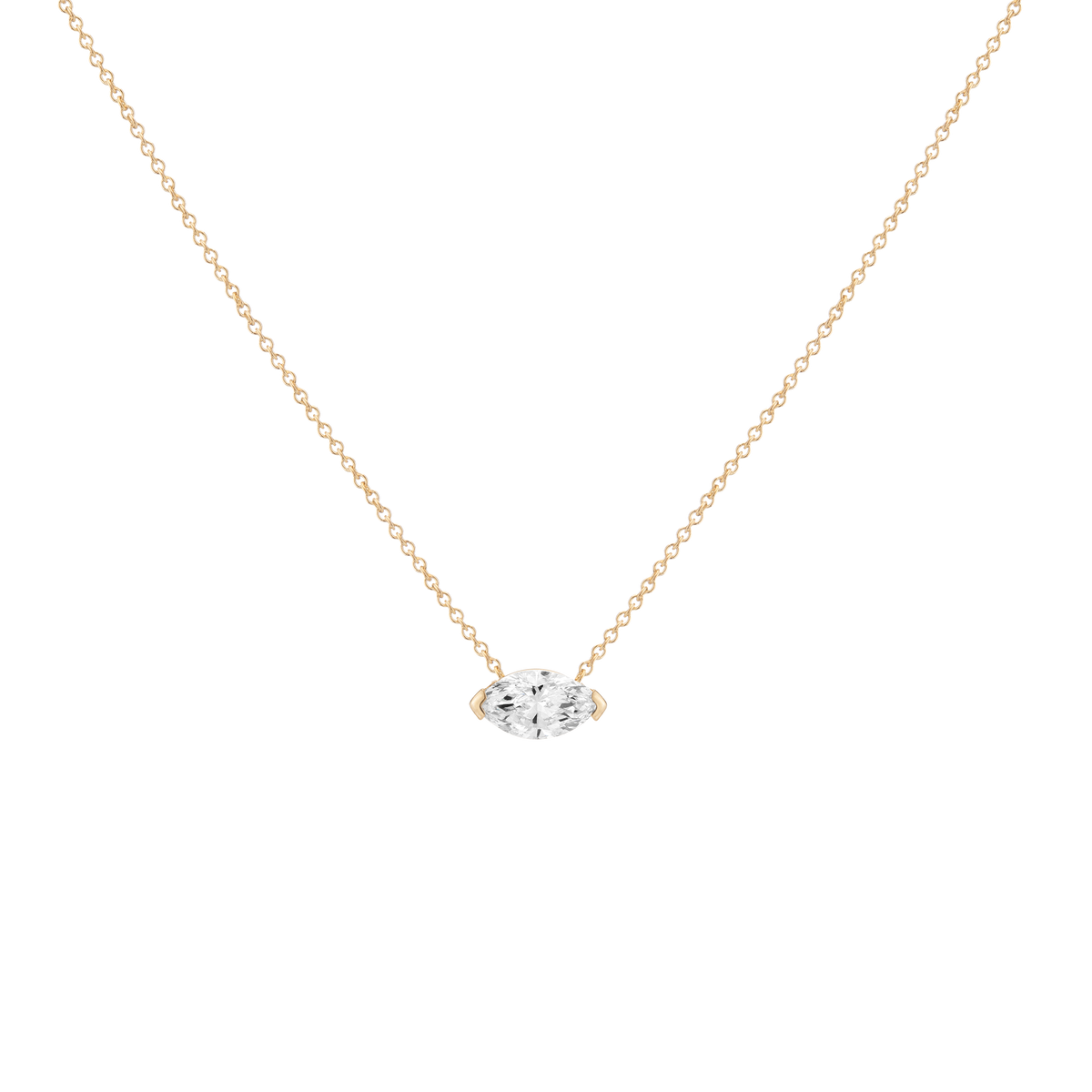 0.5ct Lab Grown Diamond Marquise Necklace 14k Yellow Gold First