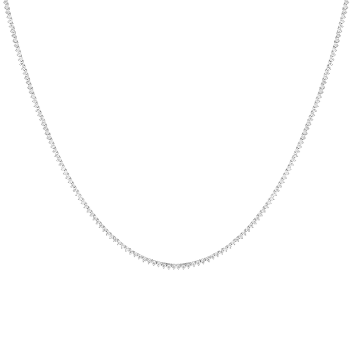 4ct Three-Prong Lab Grown Diamond Tennis Necklace 14k White Gold 16in 18in First