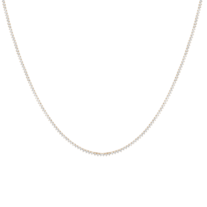 4ct Three-Prong Lab Grown Diamond Tennis Necklace 14k Yellow Gold 16in 18in First
