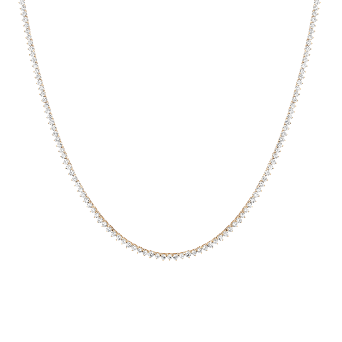 7ct Three-Prong Lab Grown Diamond Tennis Necklace 14k Yellow Gold 16in 18in First