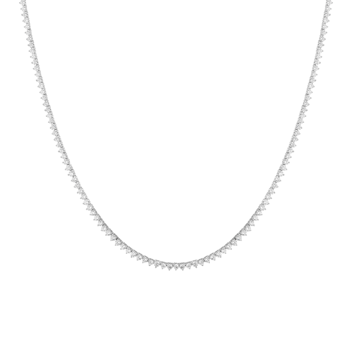 7ct Three-Prong Lab Grown Diamond Tennis Necklace 14k White Gold 16in 18in First