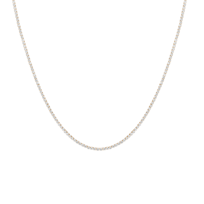 7ct Lightweight Lab Grown Diamond Tennis Necklace 14k Yellow Gold 16in 18in First