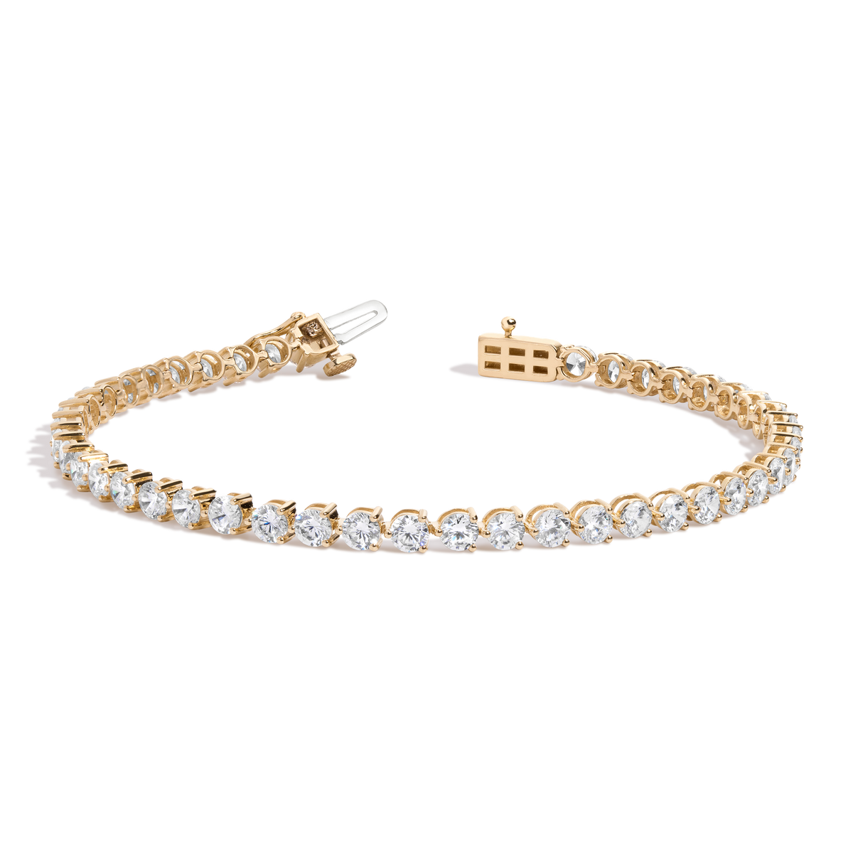 6ct Three-Prong Lab Grown Diamond Tennis Bracelet 14k Yellow Gold 6in 6.5in 7in 7.5in First