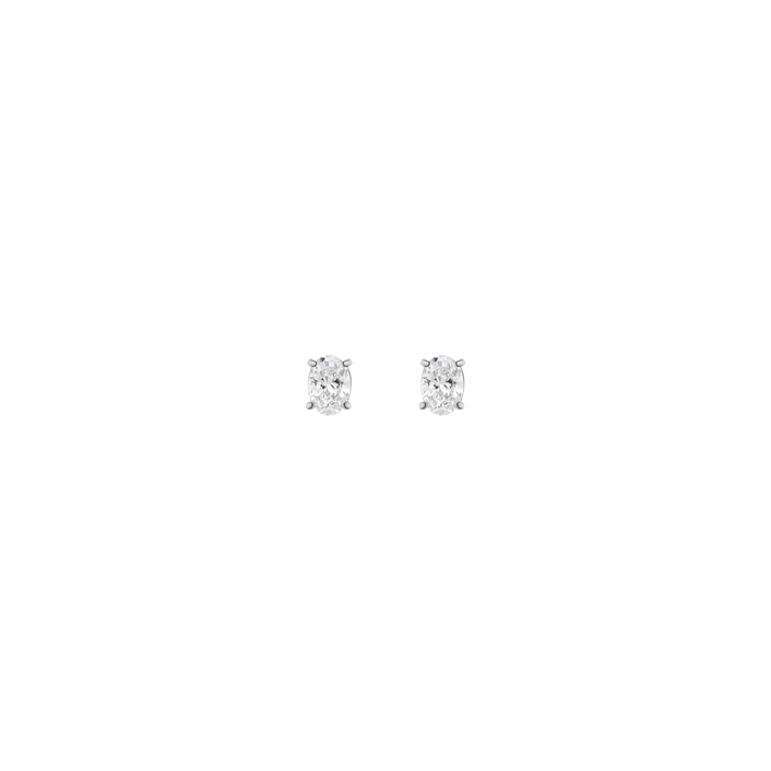 1ct Oval Lab Grown Diamond Stud Earrings 14k White Gold First