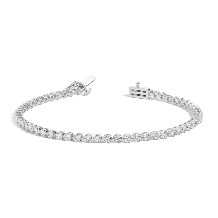 4ct Three-Prong Lab Grown Diamond Tennis Bracelet 14k White Gold 6in 6.5in 7in 7.5in First