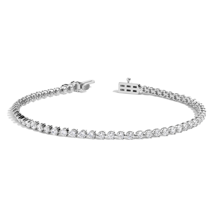 3ct Three-Prong Lab Grown Diamond Tennis Bracelet 14k White Gold 6in 6.5in 7in 7.5in First
