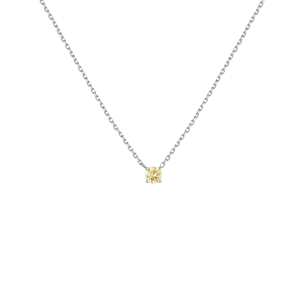 Lab Grown Yellow Diamond Solitaire Necklace Silver 14k 18k White Gold First