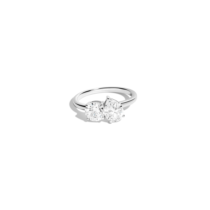 Lab Grown Diamond Toi et Moi Ring 14k White Gold First