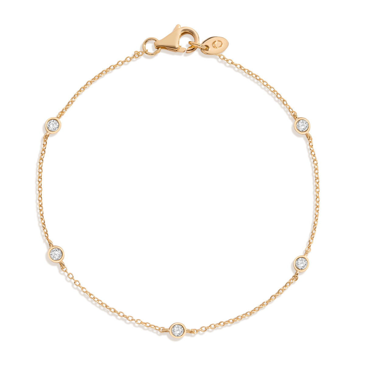 Lab Grown Diamond Station Bracelet 14k Yellow Gold 6in 6.5in 7in First