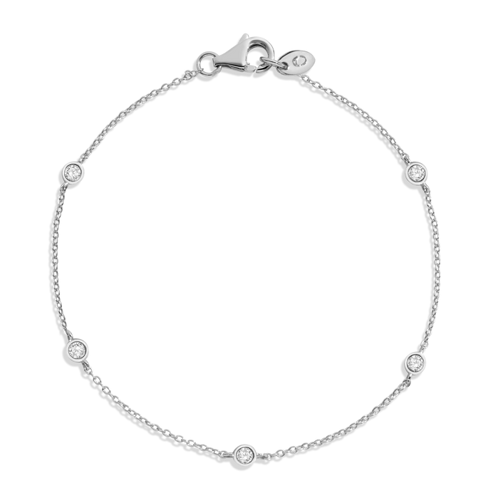 Lab Grown Diamond Station Bracelet 14k White Gold 6in 6.5in 7in First