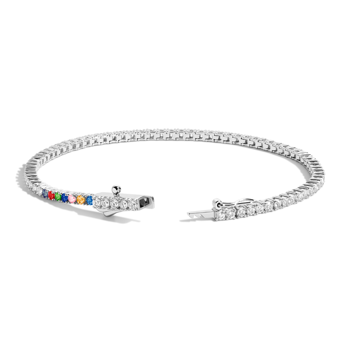 Personalized Lab Grown White Sapphire Tennis Bracelet Vermeil White Gold 6in 6.5in 7in 7.5in 1 2 3 4 5 6 7 First