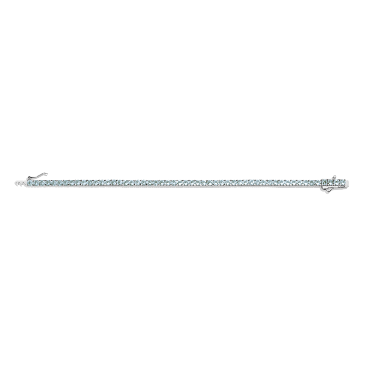 Lab Grown Blue Tourmaline Tennis Bracelet Vermeil White Gold 6.5in 7in 
