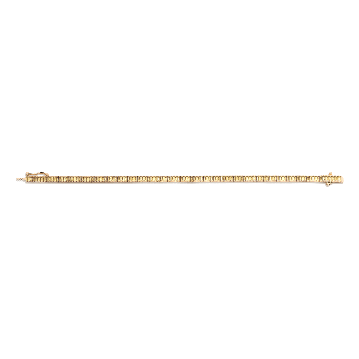 Lab Grown Citrine Baguette Tennis Bracelet Vermeil Yellow Gold 6.5in 7in