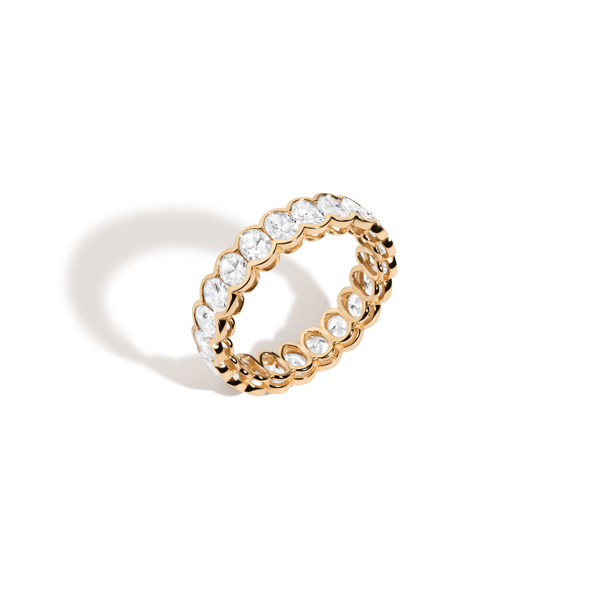 Oval Lab Grown Diamond Semi-Bezel Eternity Ring 14k 18k Yellow Gold