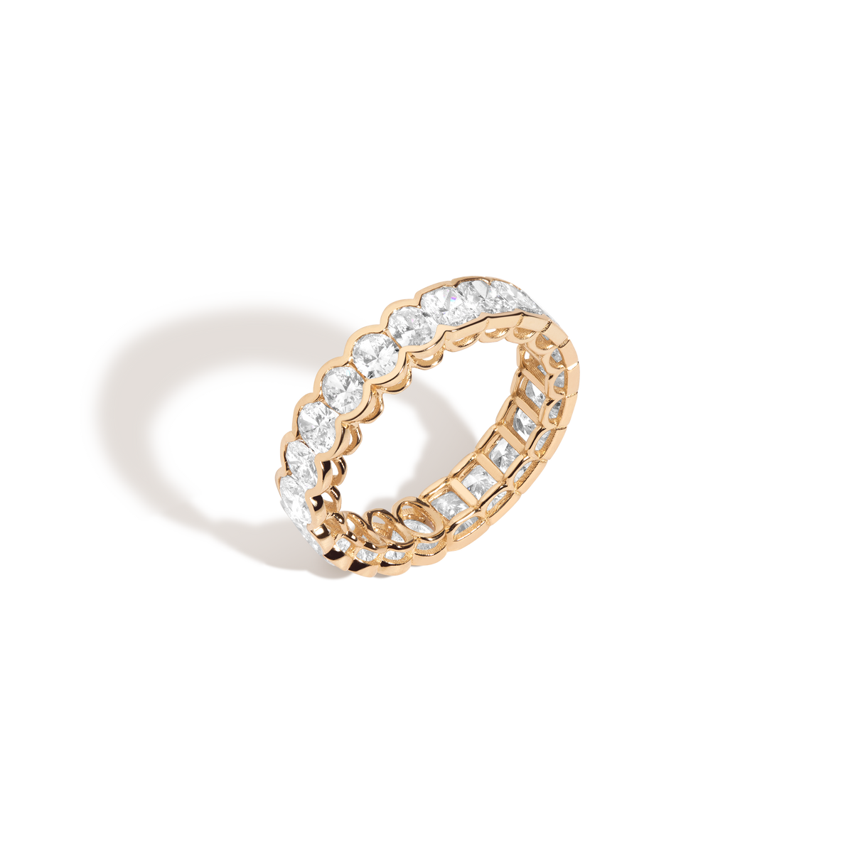 Two-in-One Lab Grown Diamond Semi-Bezel Eternity Ring 14k 18k Yellow Gold