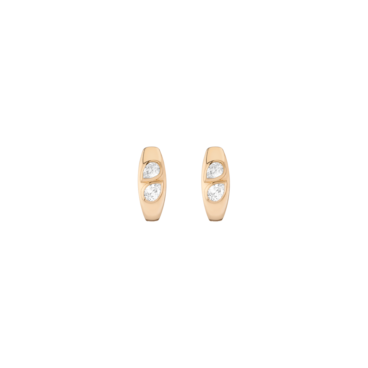 Chunky Double Lab Grown Diamond Pear Huggie Earrings 14k Yellow Gold First