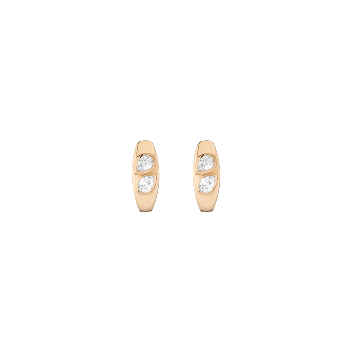 Chunky Double Lab Grown Diamond Pear Huggie Earrings 14k Yellow Gold First