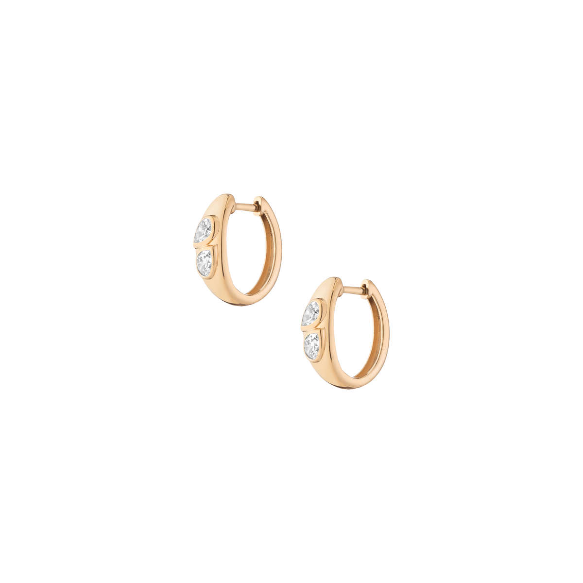 Chunky Double Lab Grown Diamond Pear Huggie Earrings 14k Yellow Gold 