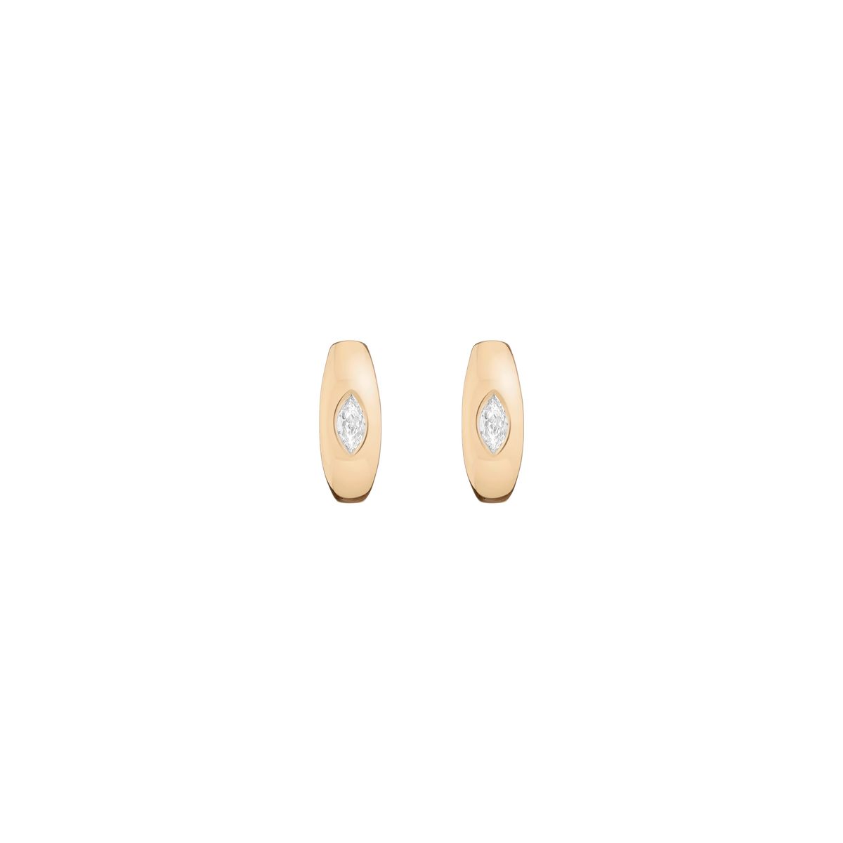 Chunky Lab Grown Diamond Marquise Huggie Earrings 14k Yellow Gold First