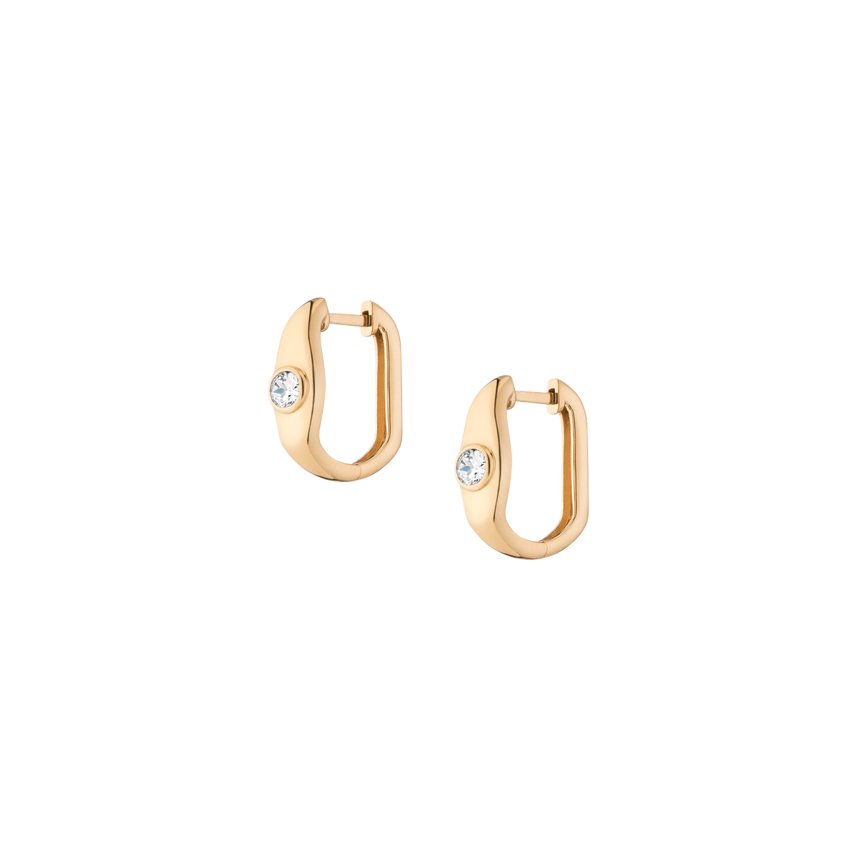 Chunky Lab Grown Diamond Oval Huggie Earrings 14k Yellow Gold
